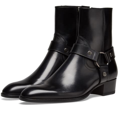 wyatt black leather ysl|st laurent wyatt leather boots.